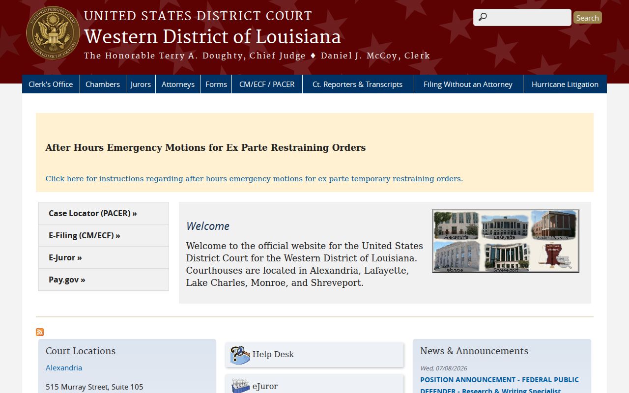 Morehouse Parish federal criminal court history source