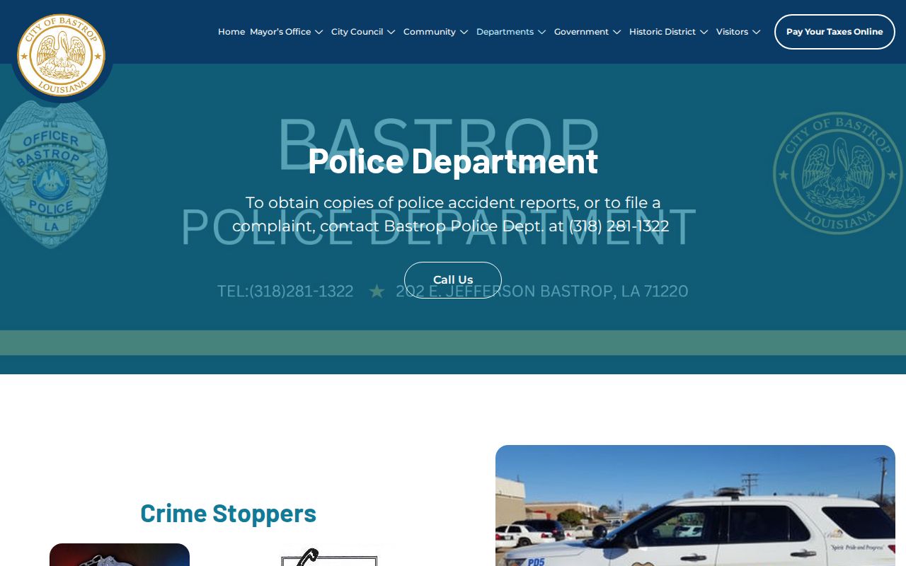 Bastrop Police Department official webpage