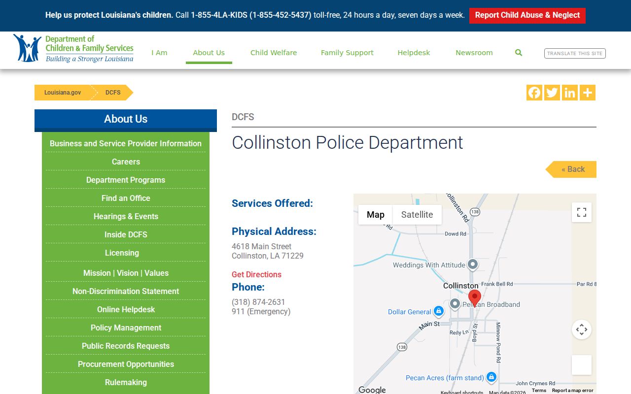 Official Collinston Police directory for local criminal history records