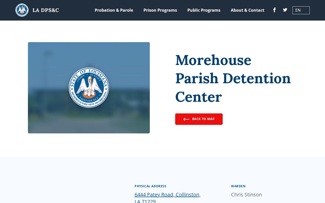 Morehouse Parish Detention Center source for Collinston criminal history searches